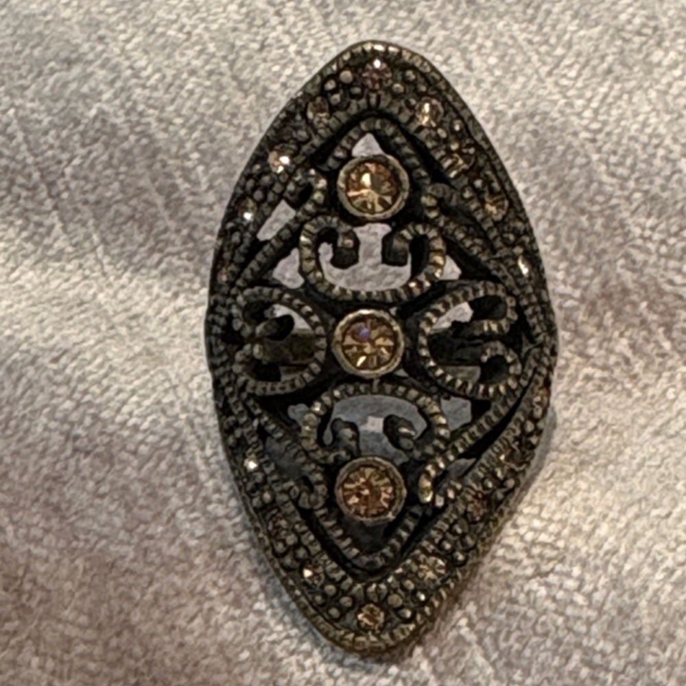 Vintage 80’s Ornate Art Deco Style Ring Bronze Size 5.5